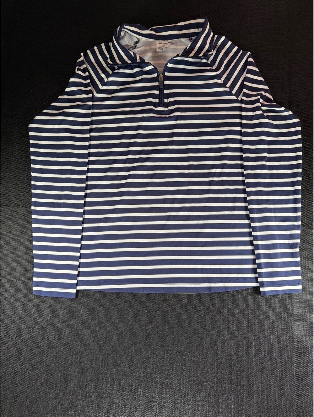 Lands' End Women's Striped Long Sleeve Quarter Zip Pullover Size Small